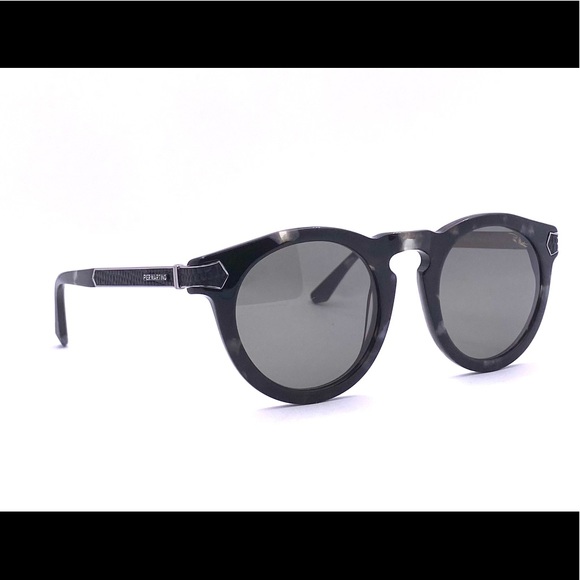 Pier Martino Sunglasses Black Marble Acetate & Leather Temples #8321-6 New HTF - Picture 5 of 14